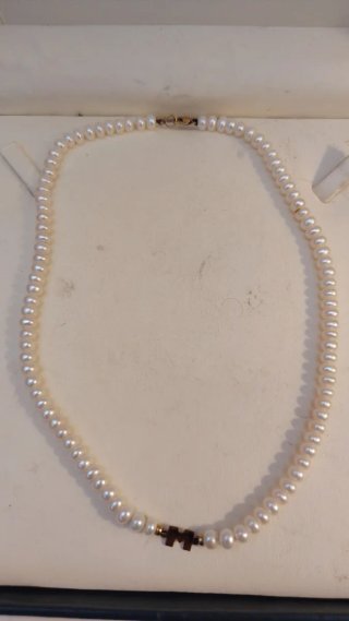 Collar Perlas Japonesas Oro 18k Letra M