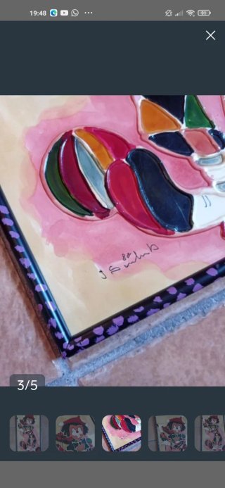 Cuadro de payaso con relieve, multicolor