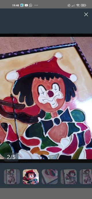 Cuadro de payaso con relieve, multicolor