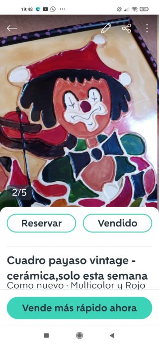 Cuadro de payaso con relieve, multicolor