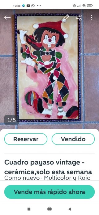 Cuadro de payaso con relieve, multicolor