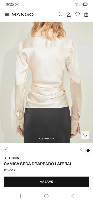 Camisa de seda marfil talla M