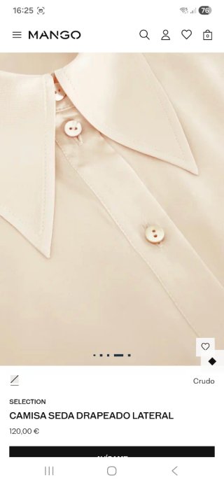 Camisa de seda marfil talla M