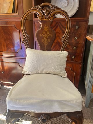 8 Sillas Madera Marquetería Tapizadas