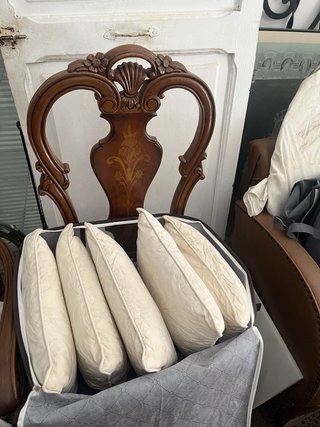 8 Sillas Madera Marquetería Tapizadas
