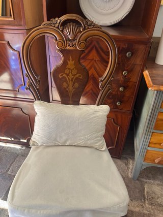 8 Sillas Madera Marquetería Tapizadas