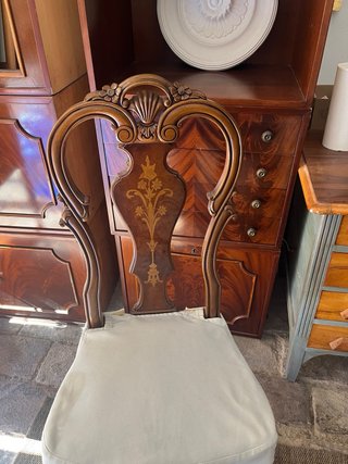 8 Sillas Madera Marquetería Tapizadas