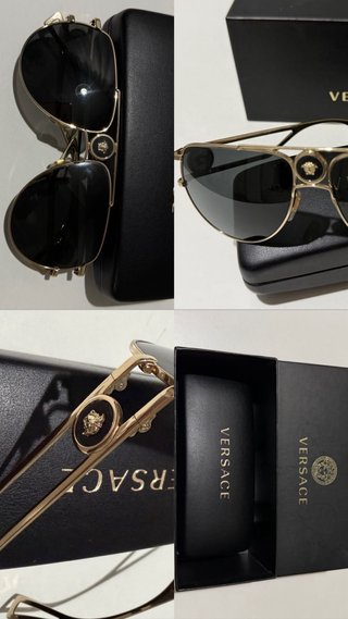 Occhiali da sole Versace dorati e neri