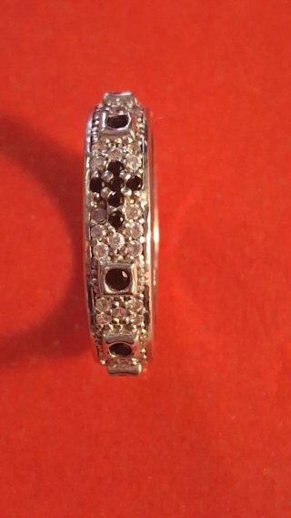Anello Argento 925 con Zirconi Neri e Bianchi