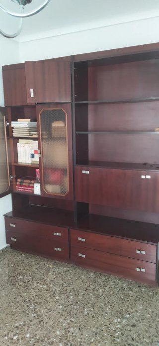 Mueble 2 módulos madera y cristal
