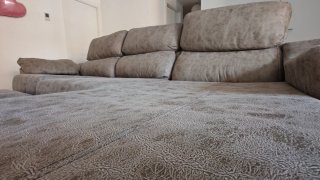 Sofá chaise longue gris tela