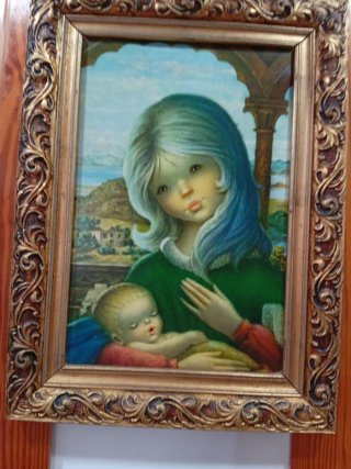 Cuadro vintage Virgen con Niño