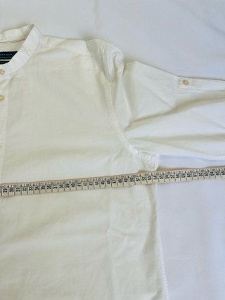 Zara Man White Mandarin Collar Shirt L Minimal Cot