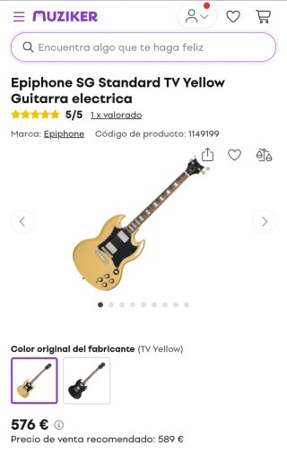 Epiphone SG Standard TV Yellow