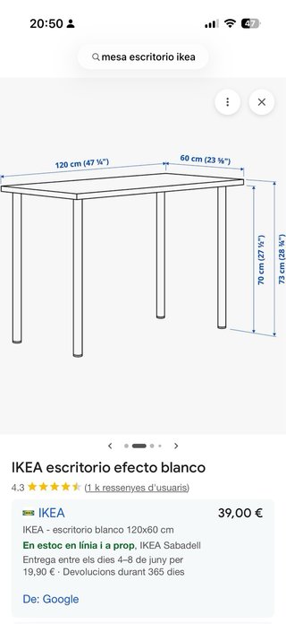 Escritorio IKEA blanco madera