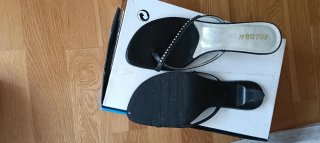 Sandalias Kolosh T37 Tacón Negro Brillantes