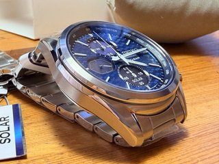 Reloj Seiko Solar Zafiro Azul Plata