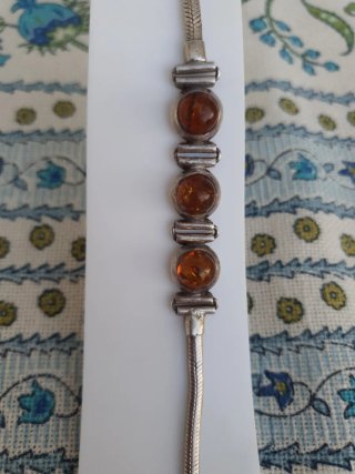 Pulsera Plata con Piedras Ámbar