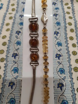 Pulsera Plata con Piedras Ámbar