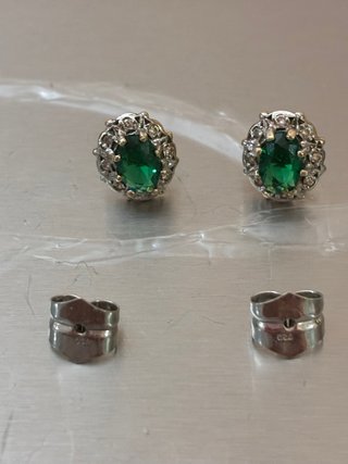 Pendientes Oro 18k Esmeralda Diamantes