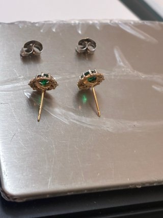 Pendientes Oro 18k Esmeralda Diamantes