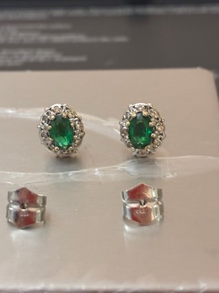 Pendientes Oro 18k Esmeralda Diamantes