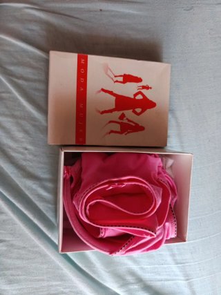 Conjunto lencería algodón rosa chicle