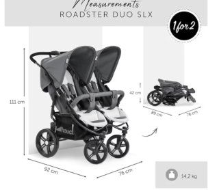 Carrito gemelar gris