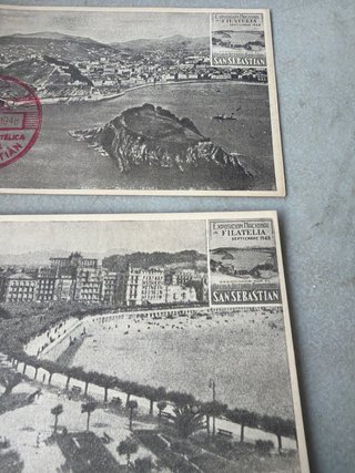 2 Postales San Sebastián Filatelia 1948