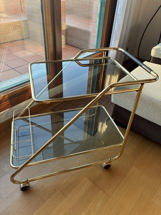 Camarera dorada con cristal vintage