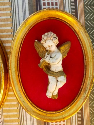 Cuadros Ovalados Angelitos Dorados