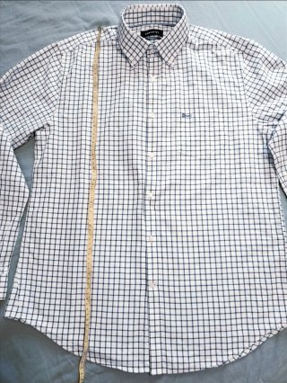 Camisa cuadros azul blanco manga larga Cortefiel