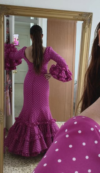 Traje de flamenca buganvilla lunares blancos T38