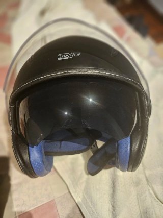 Casco Moto Casco Jet XXL Negro/Azul TNT Helmets