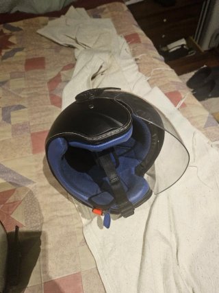 Casco Moto Casco Jet XXL Negro/Azul TNT Helmets