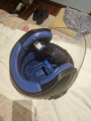Casco Moto Casco Jet XXL Negro/Azul TNT Helmets
