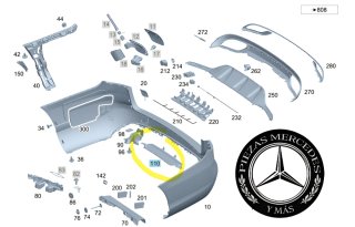 Plástico Parachoques Trasero AMG Mercedes C W205