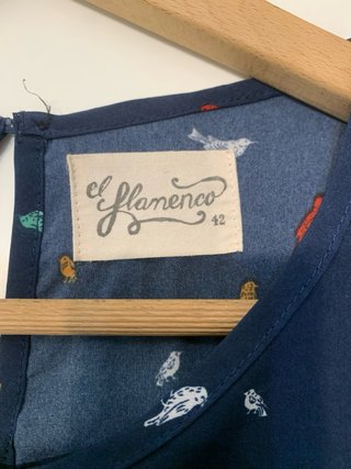 Vestido azul con estampado de pájaros