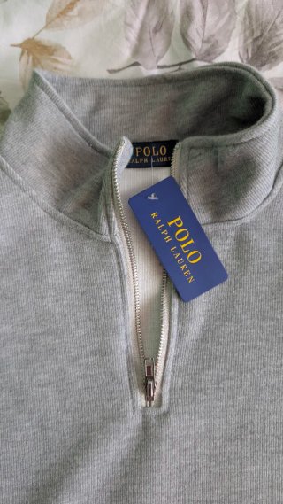 Jersey Polo Ralph Lauren Gris Media Cremallera