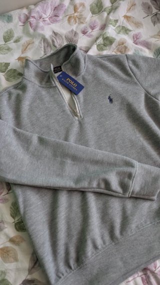 Jersey Polo Ralph Lauren Gris Media Cremallera