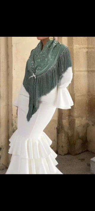 Traje Flamenca Blanco Talla 38