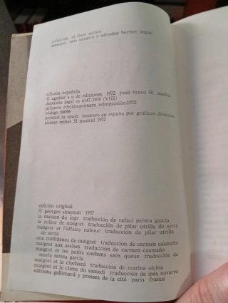 Novelas de Maigret. Simenon. Aguilar.Tomo 8.
