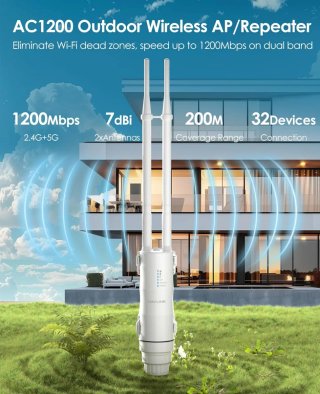 WAVLINK AC1200 Repetidor WiFi Exterior Largo Alcan