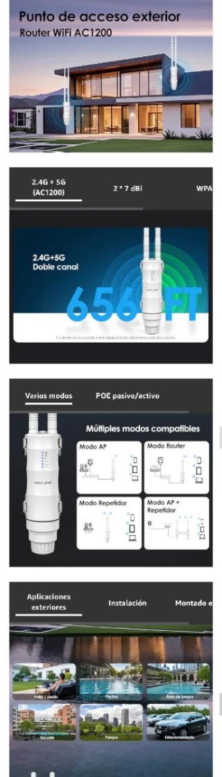 WAVLINK AC1200 Repetidor WiFi Exterior Largo Alcan