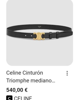 Cinturón Celine Negro Hebilla Dorada