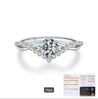 Elegante anillo plata con diamantes