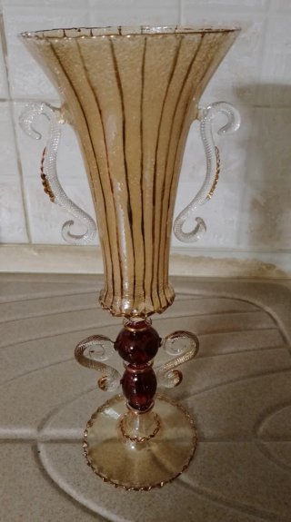 Vaso vetro decorato oro