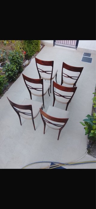 Set 6 Sedie Vintage Legno e Tessuto a margherita