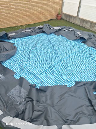 Lona Piscina Desmontable Azul y Gris