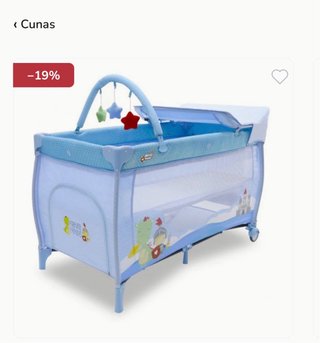 Cuna de viaje azul con móvil